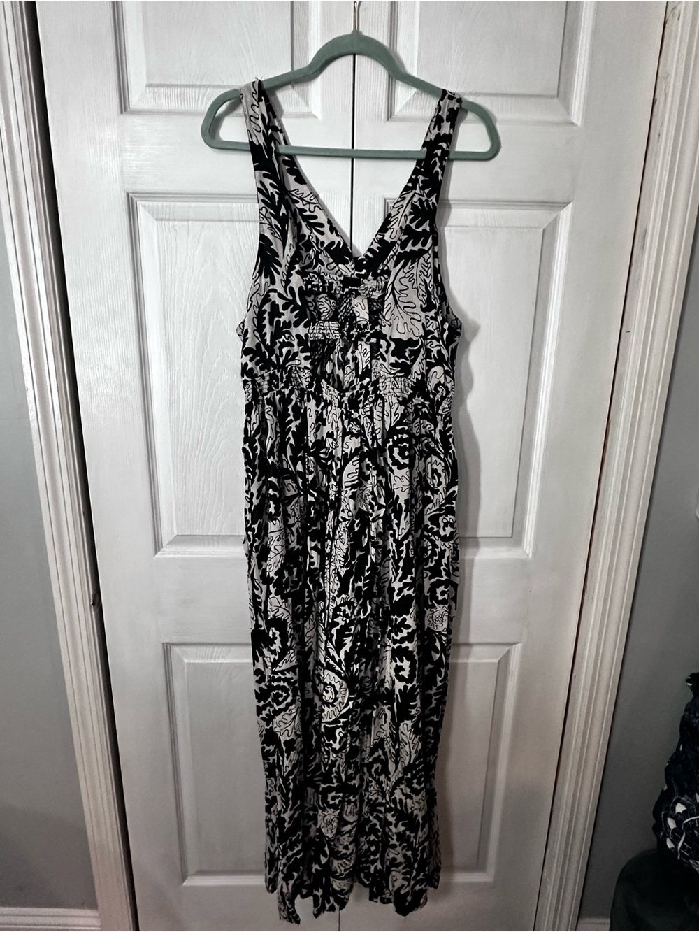 Anthro NWT Black and White Button Down Flowy Maxi Dress Size XL
